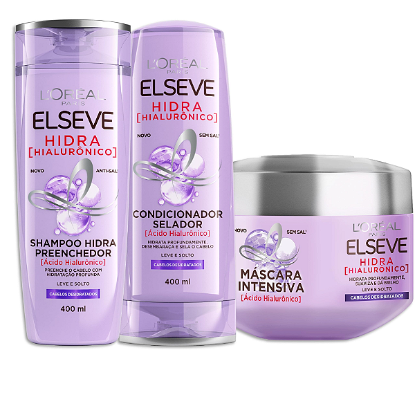 Kit Hidra Hialurônico Shampoo, Condicionador  e Creme | Elseve