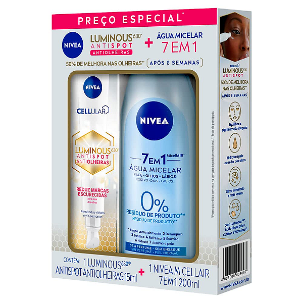Kit Luminous 630 Antiolheiras 15ml + Água Micelar 7 em 1 200ml | NIVEA