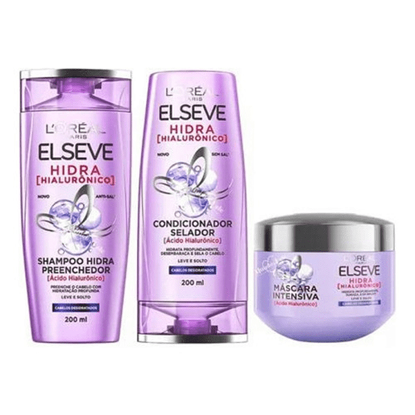 Kit Hidra Hialurônico Shampoo, Condicionador e Máscara | Elseve