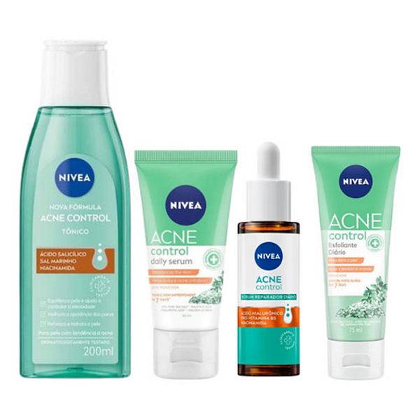 Kit Nivea Acne Control Tônico+esfoliante+hidratante+sérum