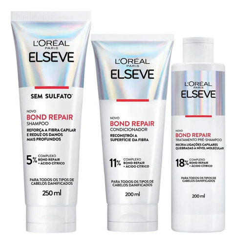Kit Bond Repair Shampoo + Cond.  + Pré-shampoo  | Elseve