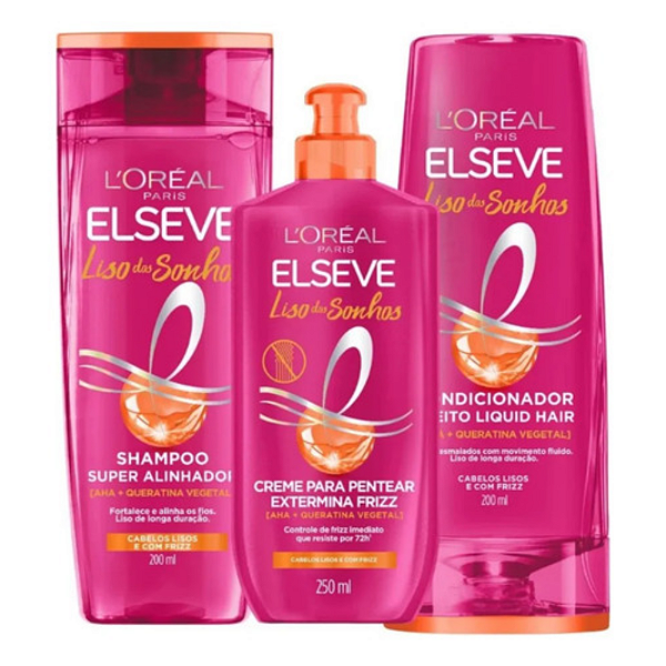 Kit Elseve Liso Dos Sonhos  Shamp + Condic 200 Ml + Creme