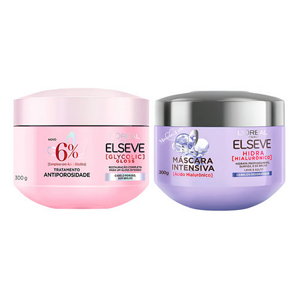 Máscara Glycolic Gloss + Hidra Hialurônico 300g | Elseve