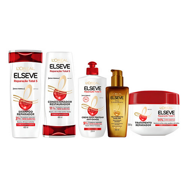 Kit Reparação Total Óleo Extraordinário 5 Itens | Elseve