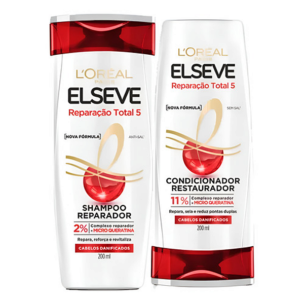 Kit Shampoo e Condicionador Reparação Total 5 200ml | Elseve