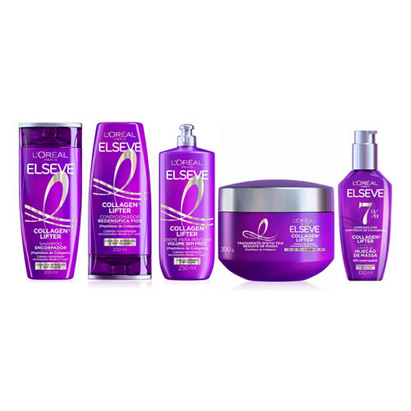 Kit Completo 200ml + Trat + Leavein + Creme Elseve Collagen Lifter | L'oréal