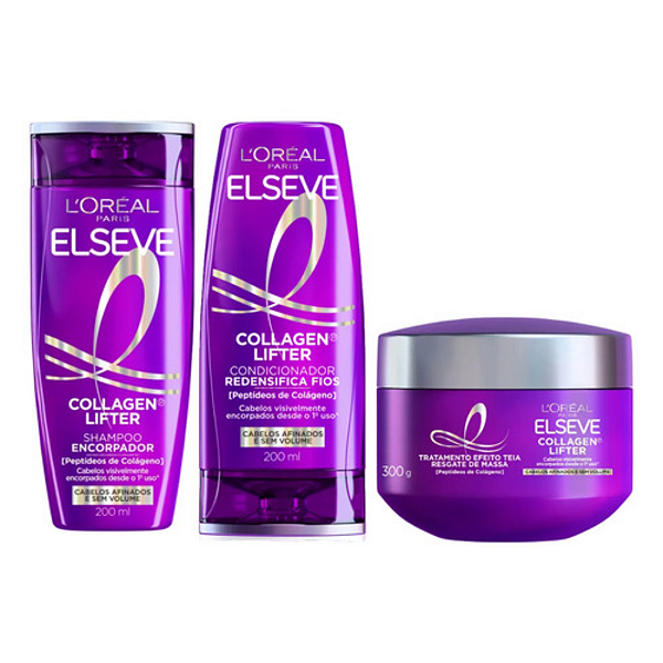 Kit Shampoo + Cond 200ml + Mascara Tratamento Elseve Collagen Lifter | L'oréal
