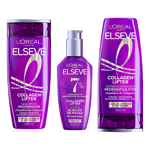 Kit Shampoo + Cond 200ml + Leave-in Elseve Collagen Lifter | L'oréal
