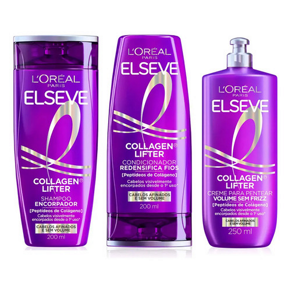 Kit Shampoo + Cond 200ml + Creme Pentear Elseve Collagen Lifter | L'oréal