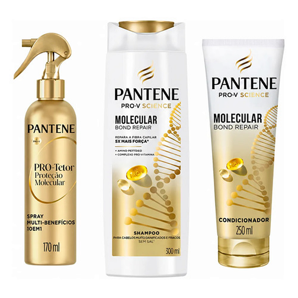 Kit Molecular Bond Repair Shampoo, Condicionador e Protetor | Pantene