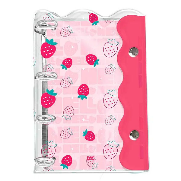 Fichário Universitário PVC Cristal Morango