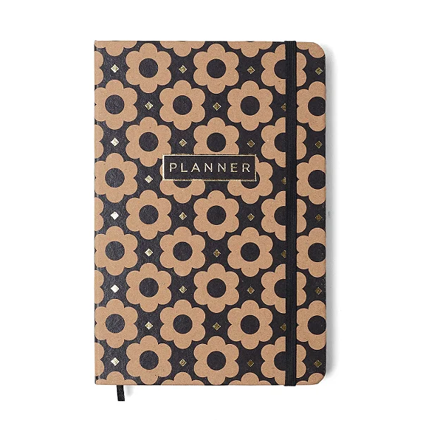 Planner Permanente Caderneta Kraft 14x21 Flores Mini
