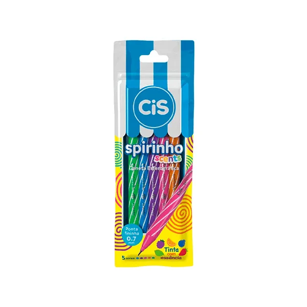 Caneta Esferográfica Spirinho - CIS - 0.7mm 5 Cores