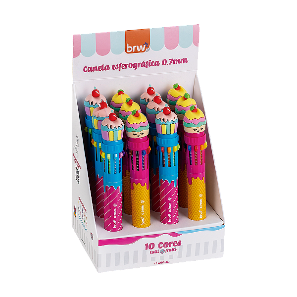 Caneta esferográfica Tutti frutti, 0.7mm, 10 cores