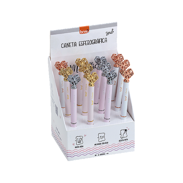 Caneta esferográfica metálica heart