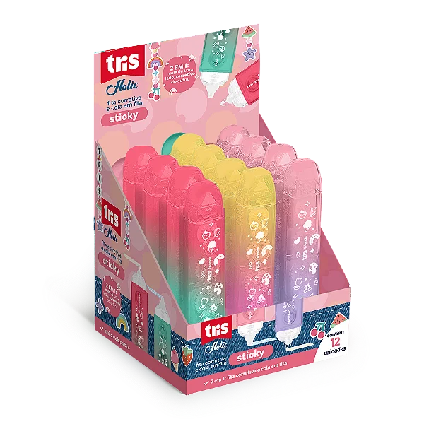 Fita Corretiva + Cola em Fita Sticky Holic Charm