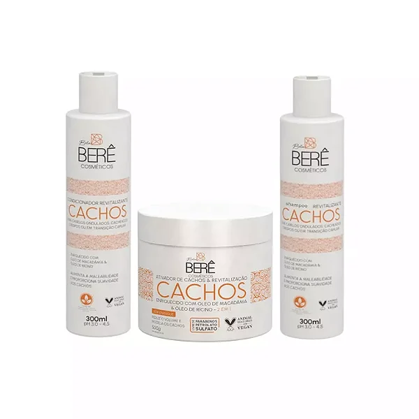 Kit Bela Berê Cachos Revitalização com Macadâmia e Rícino 300ml