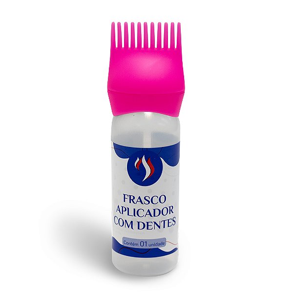 FRASCO APLICADOR COM DENTES PARA TINTURA - PINK
