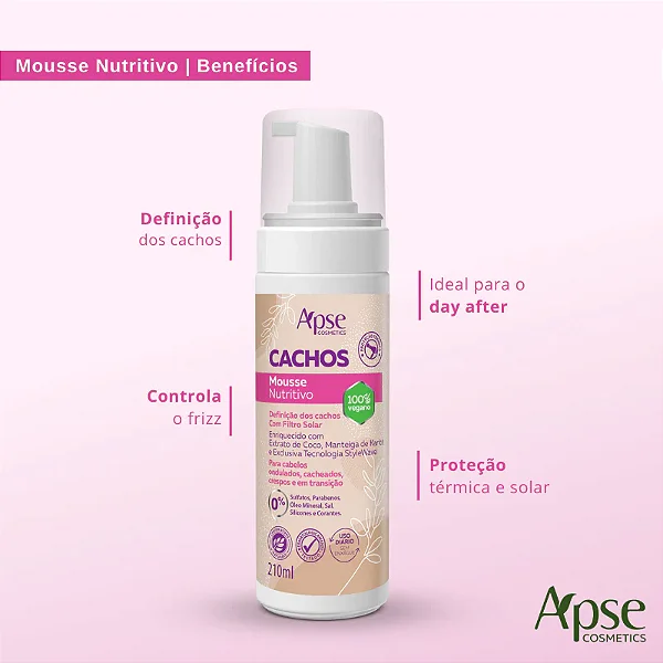 MOUSSE NUTRITIVO CACHOS 210 ML - LOW POO - AÇÃO CONDICIONANTE