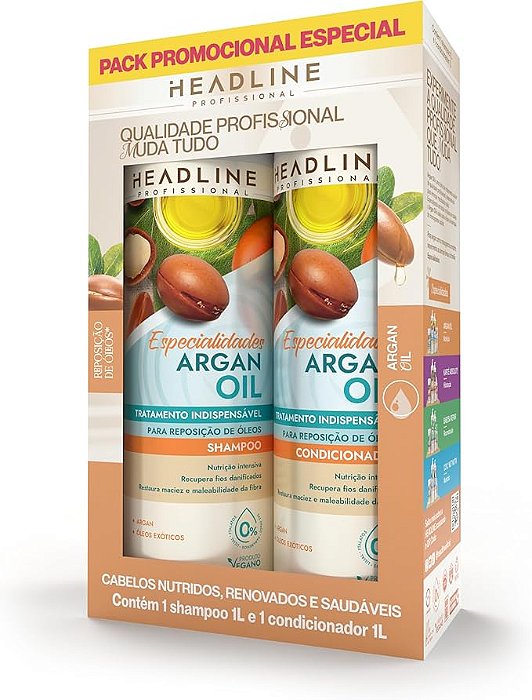 PACK SH & COND - LINHA ARGAN OIL HEADLINE 1000ML