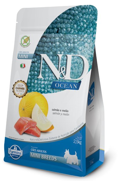 RAÇÃO SECA N&D CÃO ADULTO MINI BREEDS OCEAN SALMÃO 2,5KG