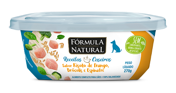 RAÇÃO ÚMIDA FÓRMULA NATURAL RECEITAS CASEIRAS CÃO ADULTO RISOTO DE FRANGO COM BRÓCOLIS E ESPINAFRE 270G