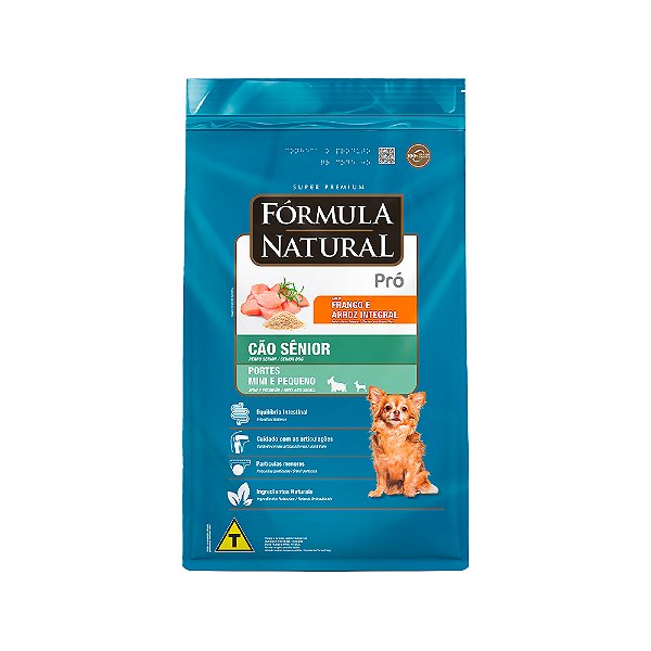 RAÇÃO SECA FÓRMULA NATURAL PRÓ CÃO ADULTO RAÇAS PEQUENAS E MINI SÊNIOR FRANGO E ARROZ INTEGRAL 10,1KG
