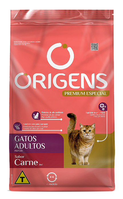RAÇÃO SECA ORIGENS GATO ADULTO CARNE 10,1KG
