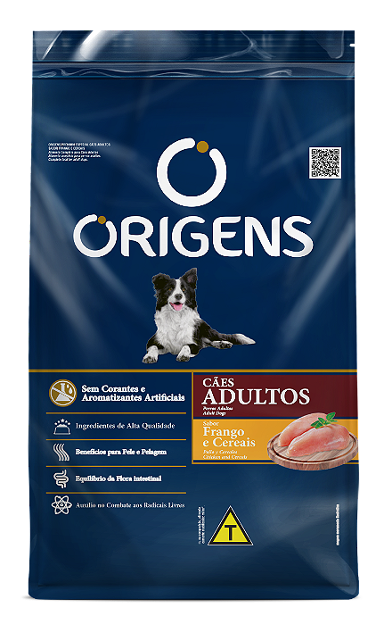 RAÇÃO SECA ORIGENS CÃO ADULTO RAÇAS MÉDIAS E GRANDES FRANGO E CEREAIS 3KG