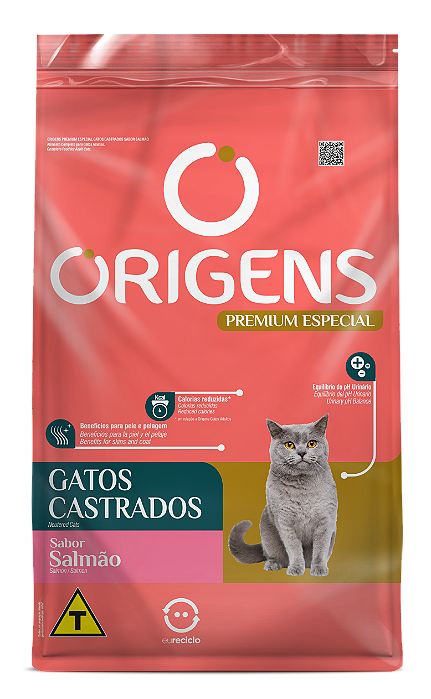 RAÇÃO SECA ORIGENS GATO ADULTO CASTRADO SALMÃO 1KG
