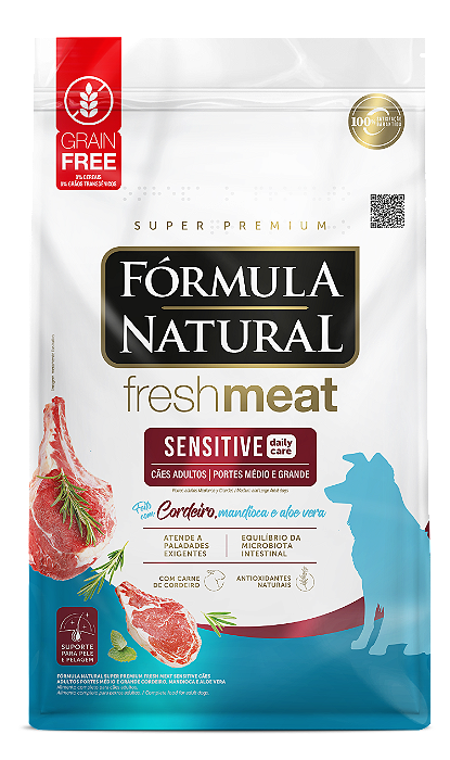 RAÇÃO SECA FÓRMULA NATURAL FRESH MEAT CÃO ADULTO RAÇAS MÉDIAS E GRANDES SENSITIVE 12KG