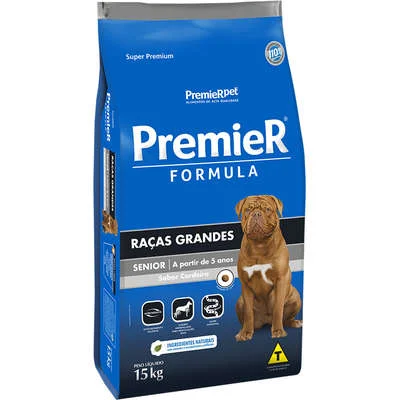 RAÇÃO SECA PREMIER CÃO ADULTO RAÇAS GRANDES FORMULA SÊNIOR FRANGO 15KG