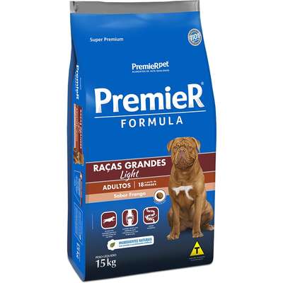 RAÇÃO SECA PREMIER CÃO ADULTO RAÇAS GRANDES FORMULA LIGHT FRANGO 15KG