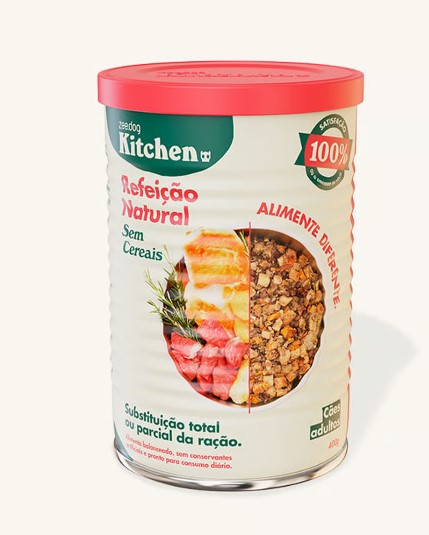 RAÇÃO ÚMIDA ZEEDOG NATURAL KITCHEN P/ CÃO ADULTO SEM CEREAIS LATA 400G