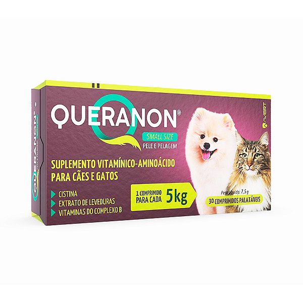 SUPLEMENTO QUERANON AVERT SMALL SIZE ATÉ 5KG C/ 30 COMP