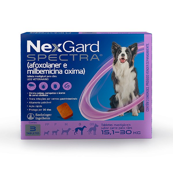 ANTIPULGAS NEXGARD BOEHRINGER SPECTRA G - 4G DE 15,1KG À 30KG - C/ 3UN