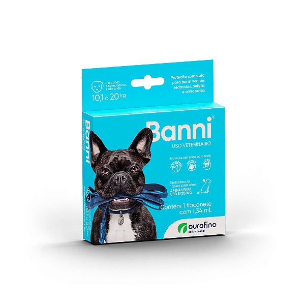 ANTIPULGAS BANNI OURO FINO P/ CÃO 1.34 ML - DE 10,1KG ATÉ 20KG