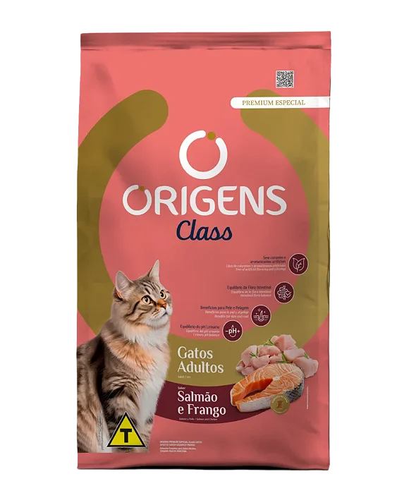 RAÇÃO SECA ORIGENS CLASS GATO ADULTO SALMÃO E FRANGO 10,1KG