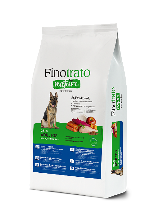 RAÇÃO SECA FINOTRATO NATURE CÃO ADULTO RAÇAS GRANDES 15KG