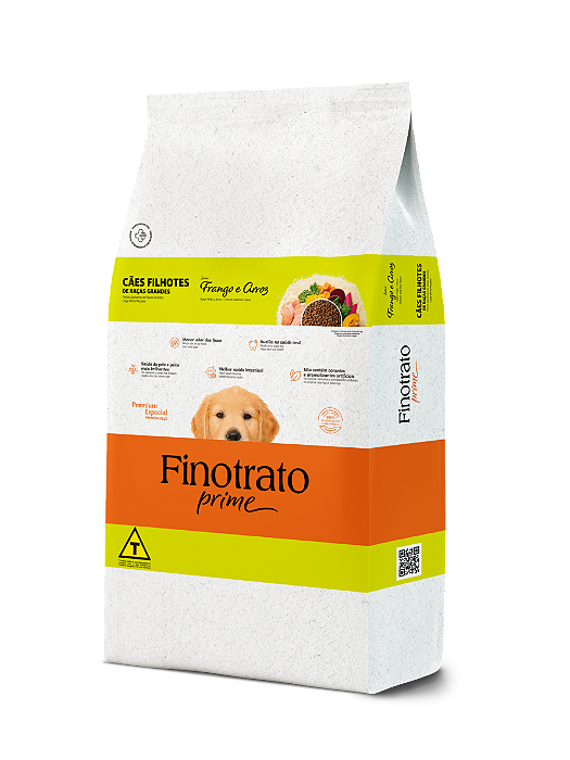 RAÇÃO SECA FINOTRATO PRIME CÃO FILHOTE RAÇAS GRANDES FRANGO E ARROZ 15KG
