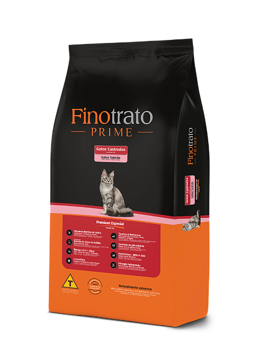 RAÇÃO SECA FINOTRATO PRIME GATO ADULTO CASTRADO SALMÃO 3KG
