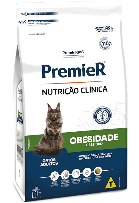 RAÇÃO SECA PREMIER GATO ADULTO NUTRIÇÃO CLÍNICA OBESIDADE 1,5KG