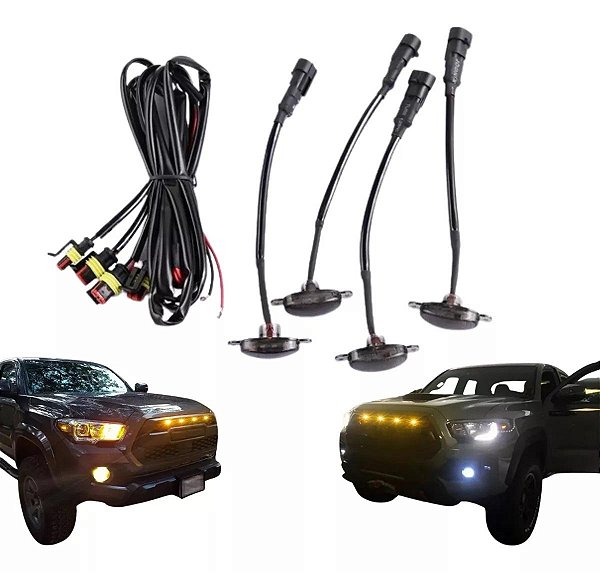 Kit 4 Luz De Grade Led Laranja Para Camionetes Laranjada