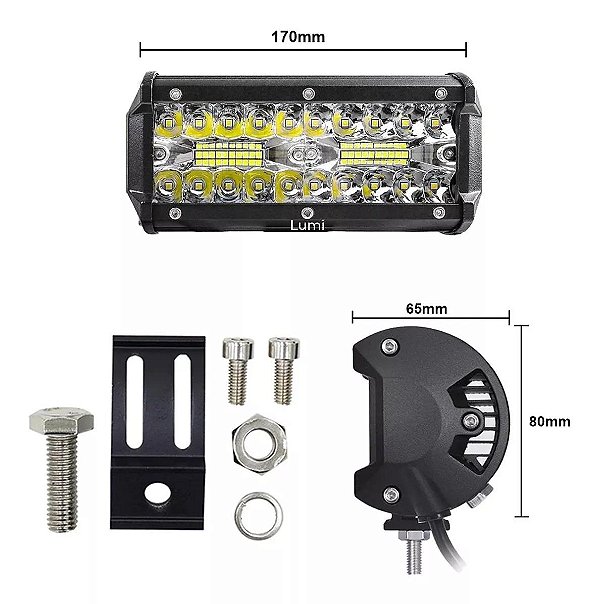 Kit Farol De Barra Led 120w 9-60vcamionete Off Road