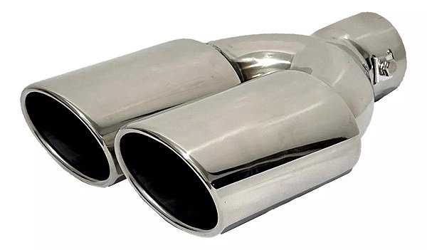 Ponteira Dupla Esportiva Automotiva Chanfrada 3,5pol Inox