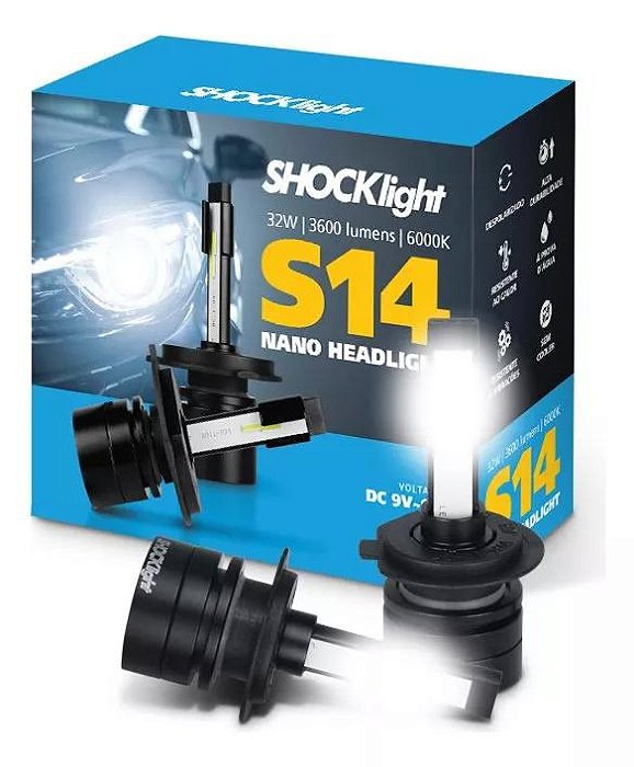 Lâmpada Super Led Farol S14 Headlight Nano Shocklight h11 h27 hb4 h4 h7 h1 h3.