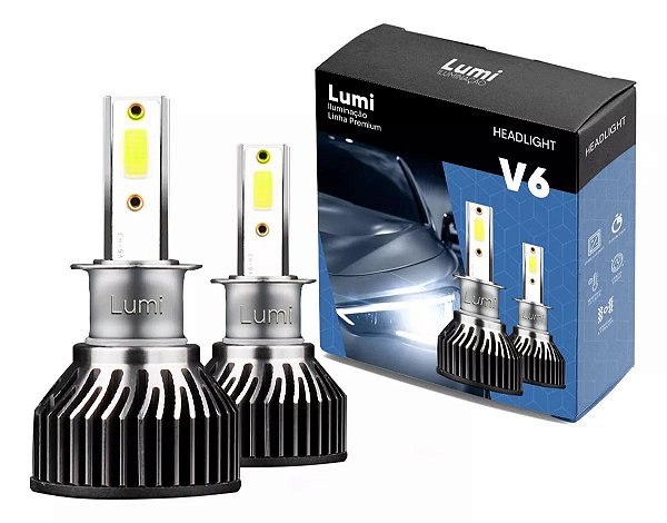 Kit Lâmpada Farol Super Led Xênon V6 H3 120w 12v-48v 6000k