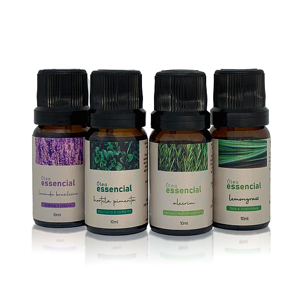 Kit completo 4  óleos essenciais 10ml  - Casacomigo Home
