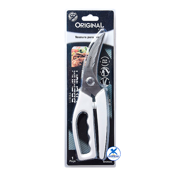 Tesoura trinchar original cabo branco