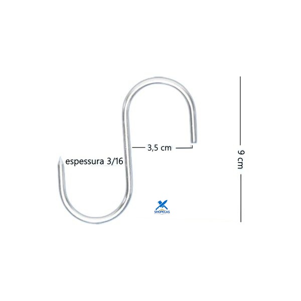 Gancho Estanhado Tipo S 9 cm Modelo S-1C Duzia